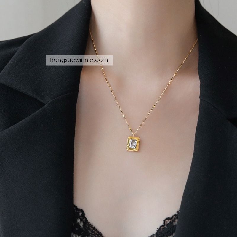  Dây chuyền titan Retro Round 