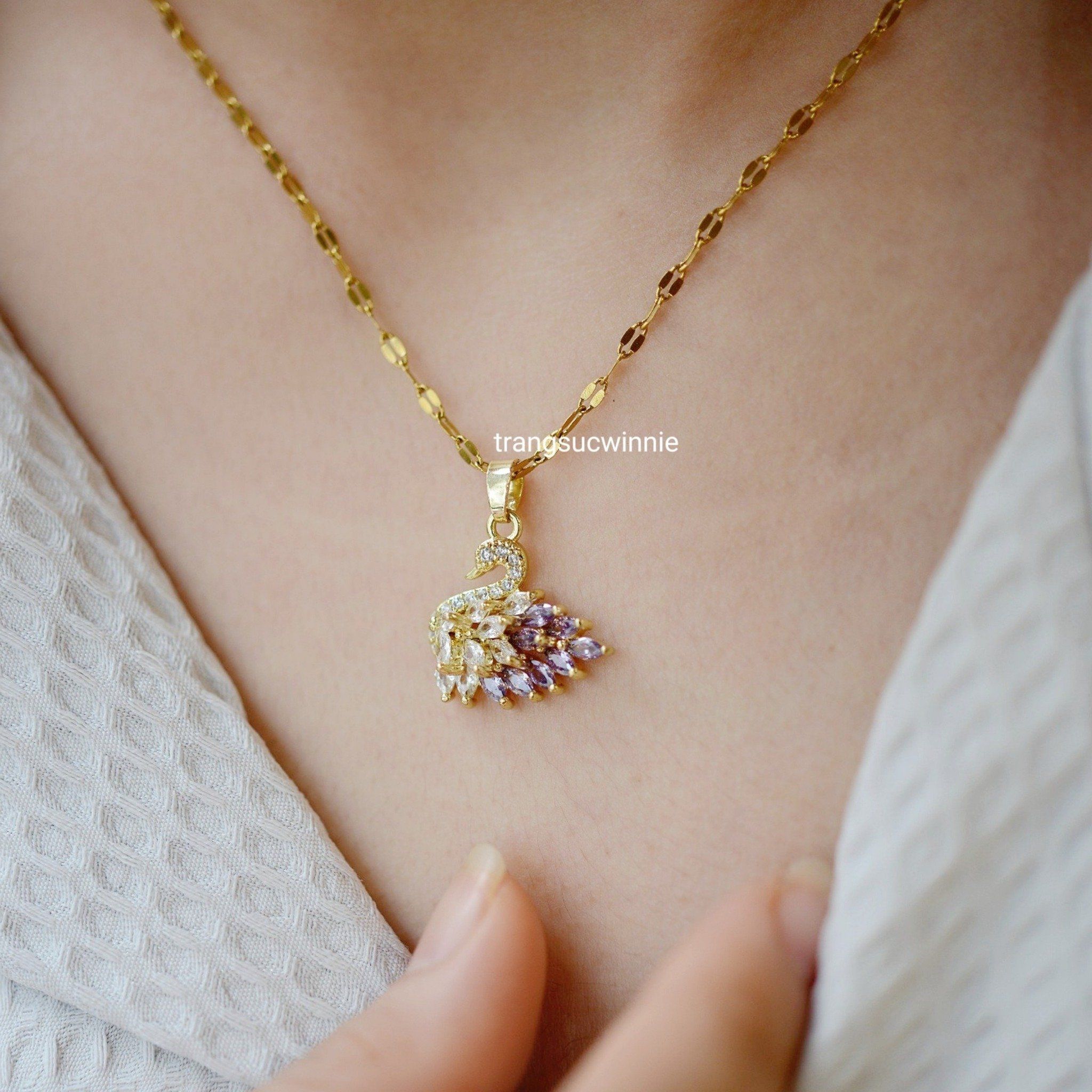  Dây chuyền titan Thiên nga tím 