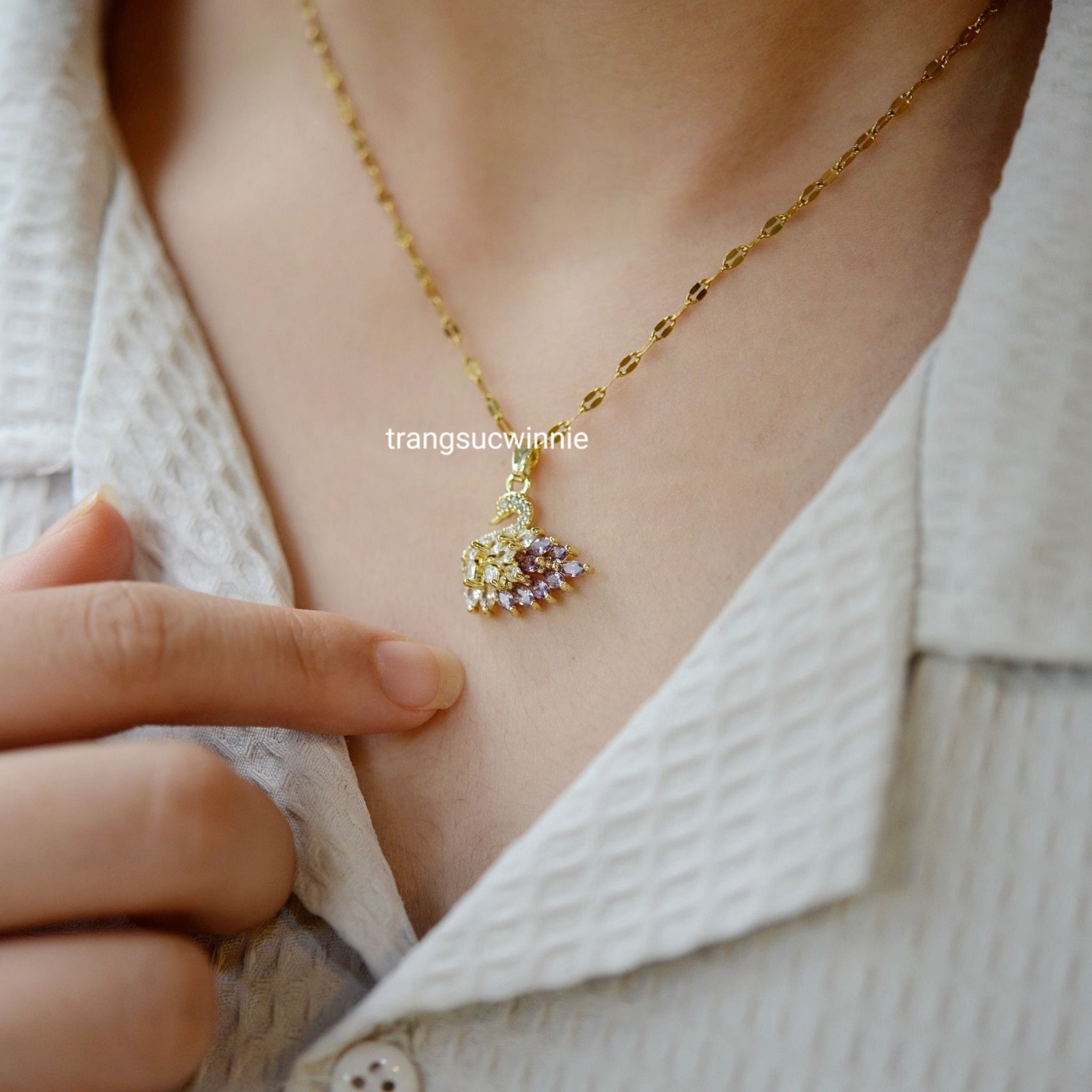  Dây chuyền titan Thiên nga tím 