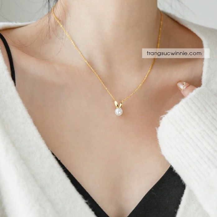  Dây chuyền titan Thỏ hạt ngọc 