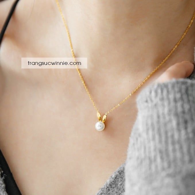  Dây chuyền titan Thỏ hạt ngọc 