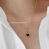  Dây chuyền titan Tim đen trắng 