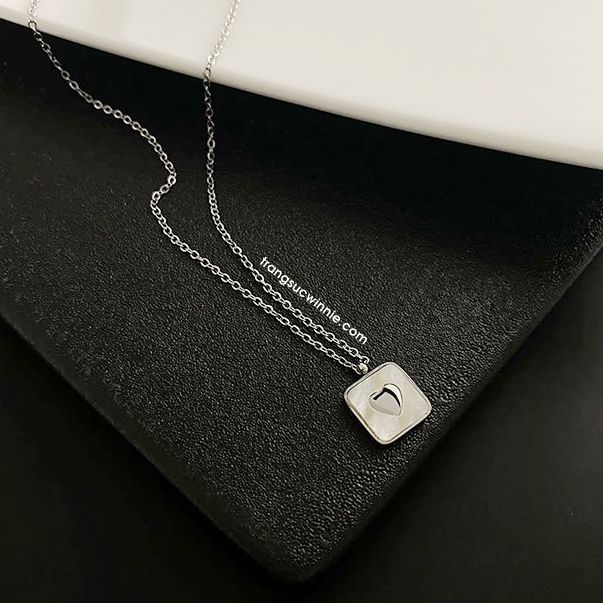  Dây chuyền titan Tim xà cừ vuông B 