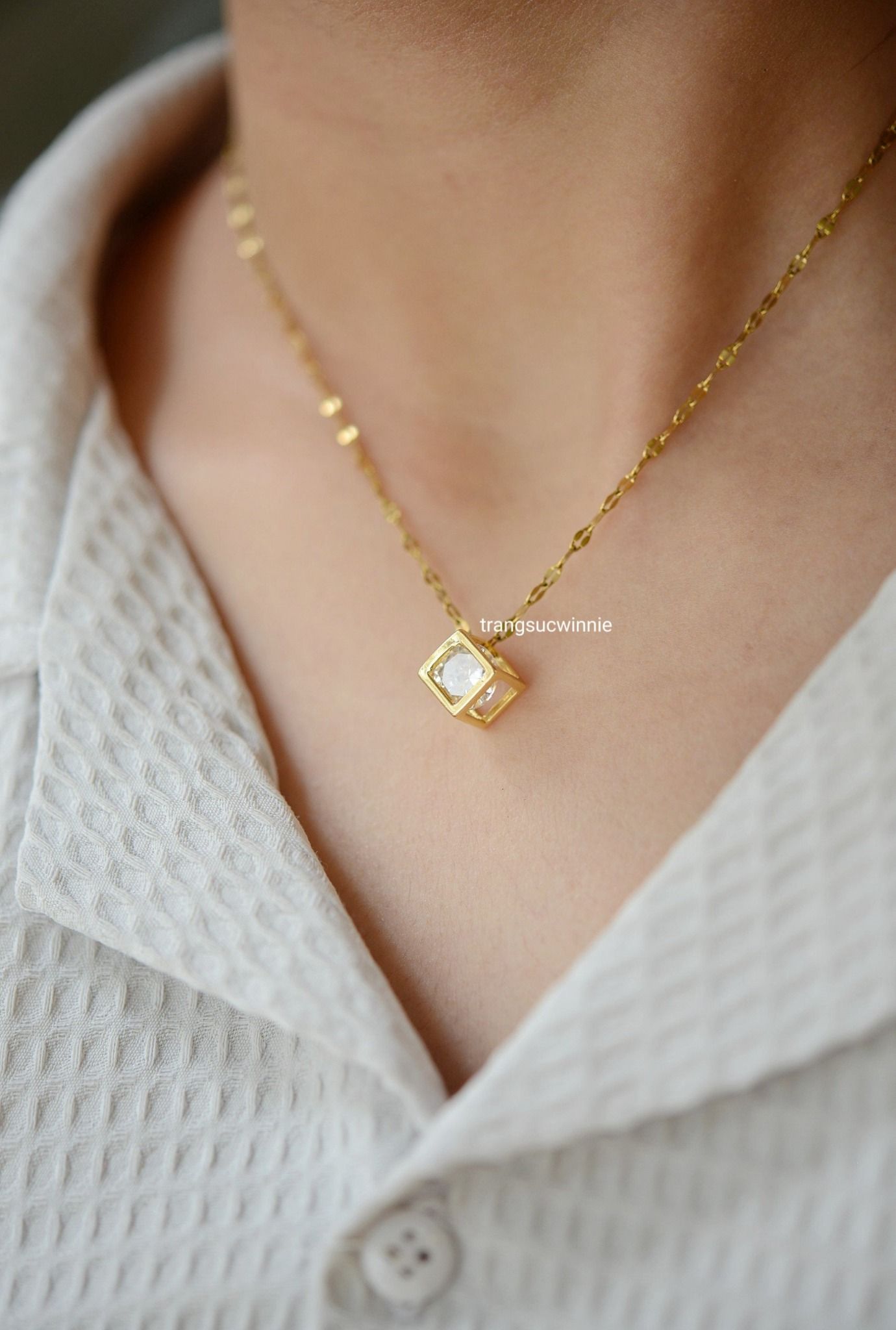  Dây chuyền titan Twist cube 