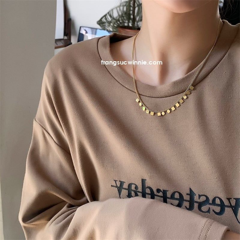  Dây chuyền titan vuông mảnh 