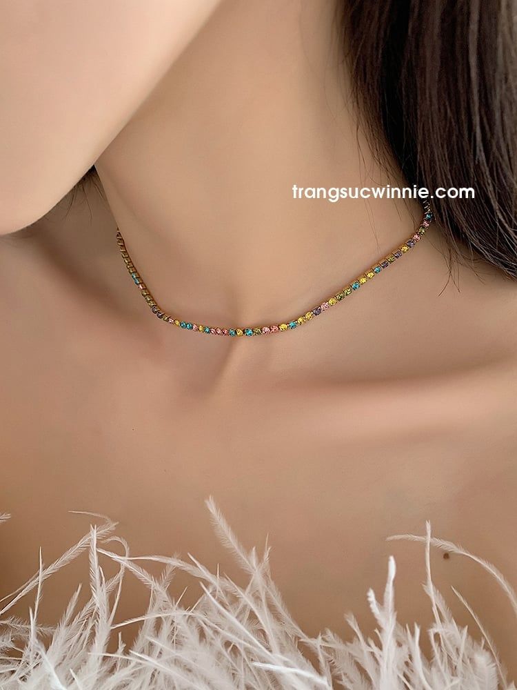  Dây chuyền titan Zircon màu 