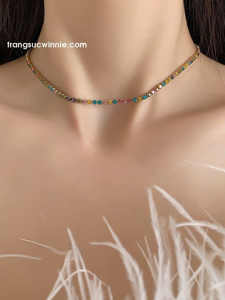  Dây chuyền titan Zircon màu 