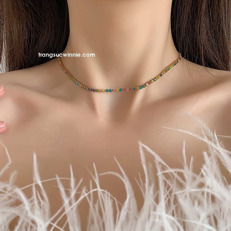  Dây chuyền titan Zircon màu 