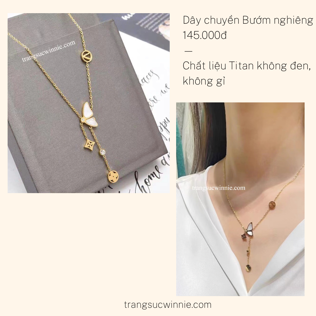  Dây chuyền titan Bướm nghiêng 
