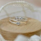  Nhẫn Bạc S925 Triple Bow Heart 