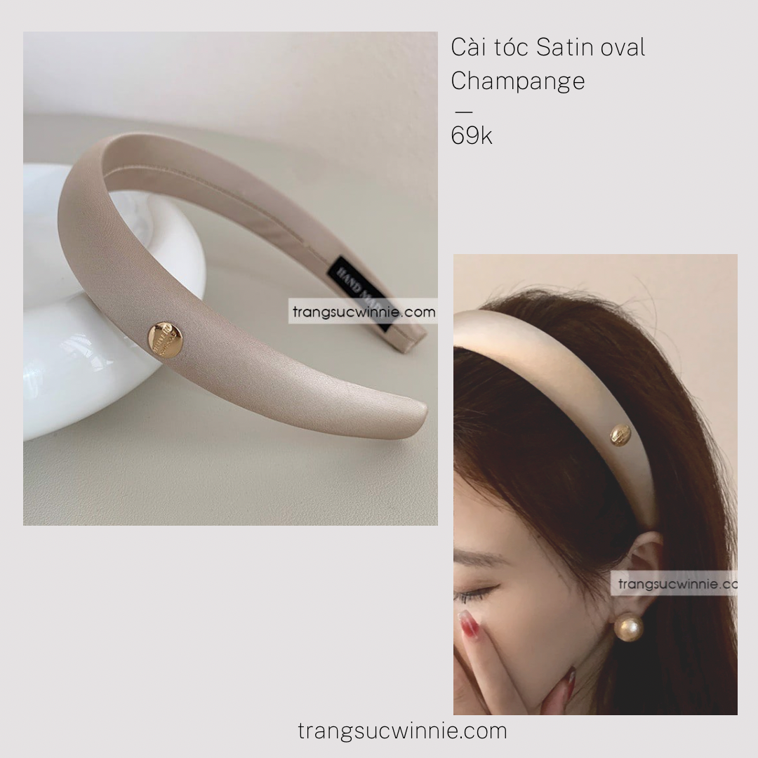  Cài tóc Satin Oval Champange 