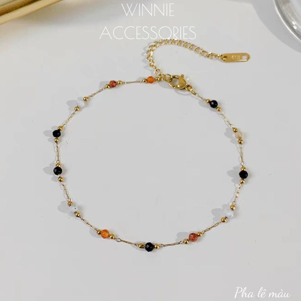  Lắc chân titan Pha lê màu 