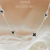  Lắc tay Bạc S925 Mini VCA 5 hoa đen 