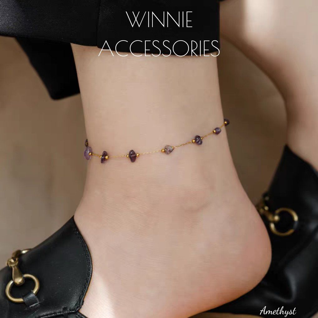  Lắc chân titan Amethyst 