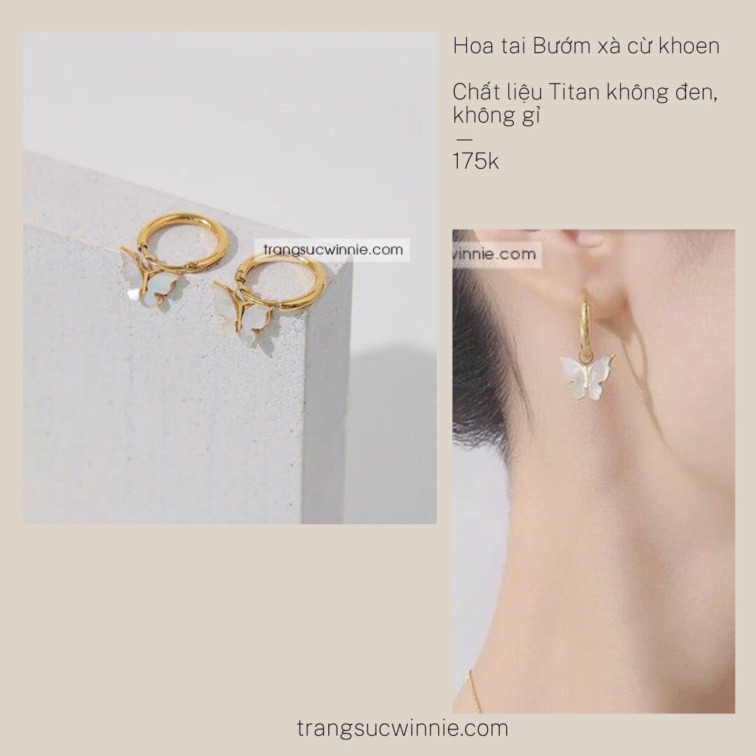  Hoa tai titan Bướm xà cừ khoen VG 