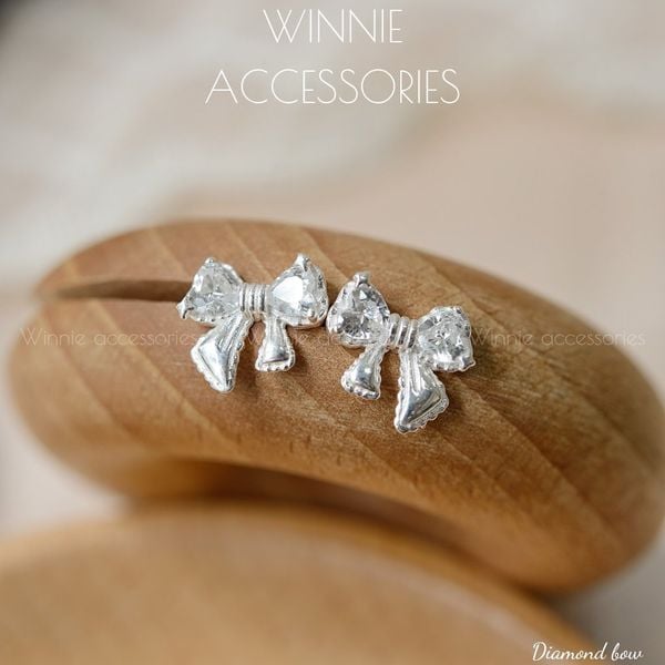  Hoa tai Bạc S925 Diamond Bow 