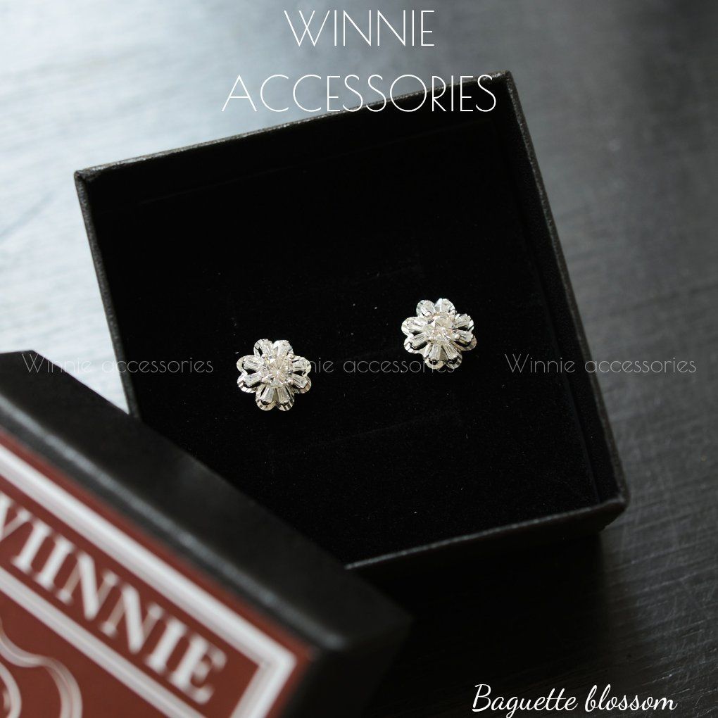  Hoa tai Bạc S925 Baguette Blossom 
