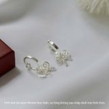  Hoa tai Bạc S925 Khoen Nơ đôi 