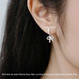  Hoa tai Bạc S925 Khoen Nơ đôi 