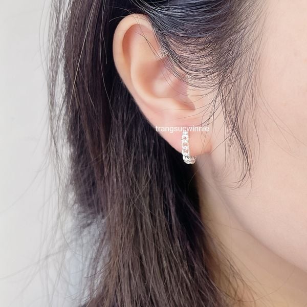  Hoa tai Bạc S925 Khoen xích 