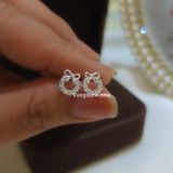  Hoa tai Bạc S925 Nơ tròn 