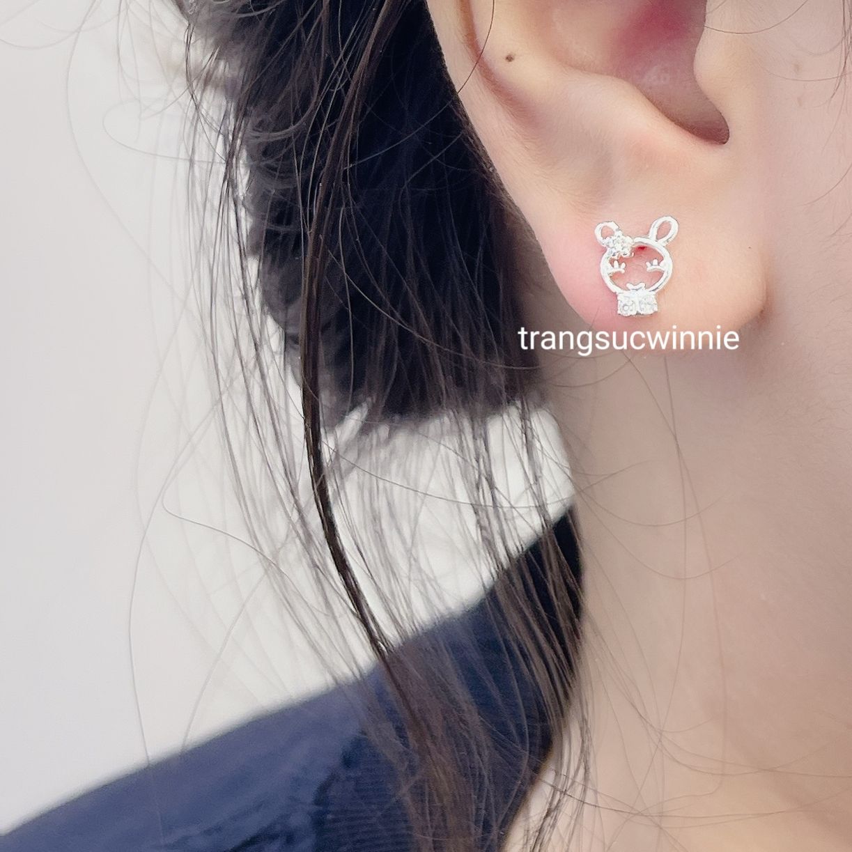  Hoa tai Bạc S925 Thỏ 
