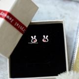  Hoa tai Bạc S925 Thỏ tim hồng 