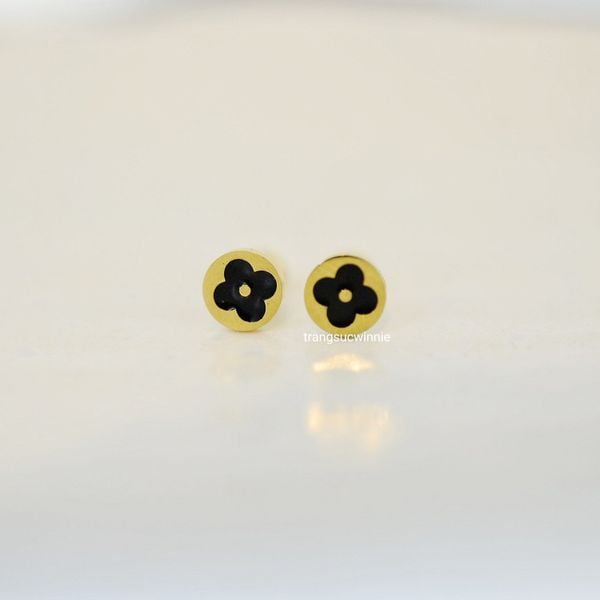  Hoa tai Titan Bi Hoa đen tròn 