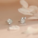  Hoa tai Bạc S925 Bling cat eye 