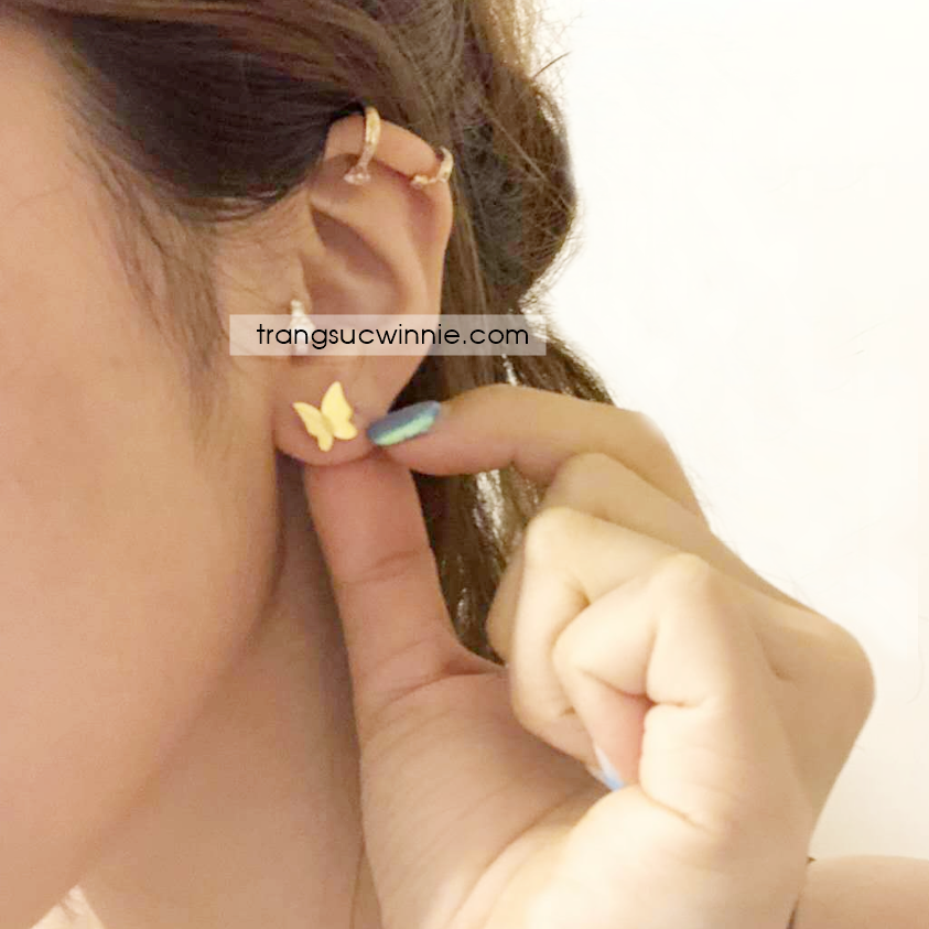  Hoa tai titan Bướm gold 