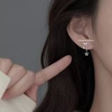  Hoa tai Bạc S925 Bướm tím dây 