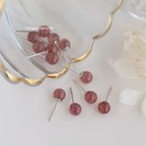  Hoa tai Bạc S925 Đá dâu 