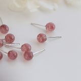  Hoa tai Bạc S925 Đá dâu 