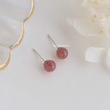  Hoa tai Bạc S925 Đá dâu 