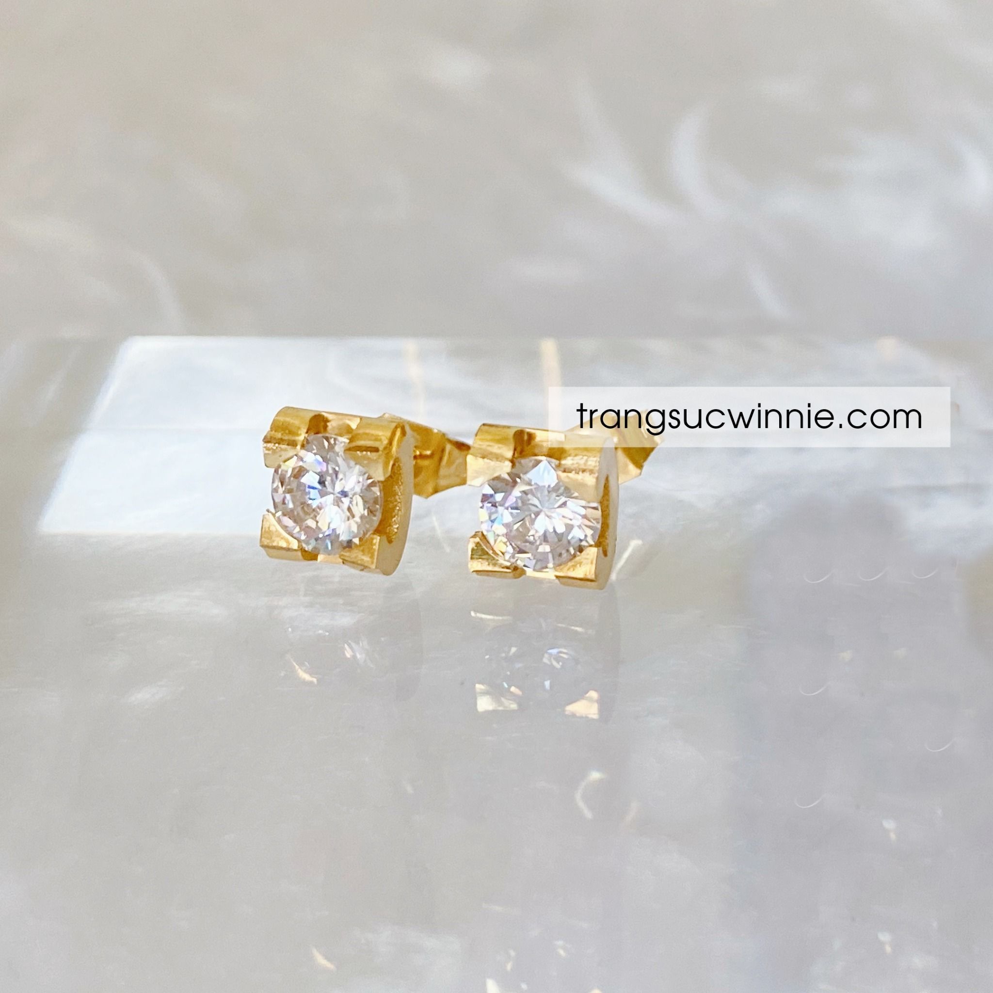  Hoa tai titan Đá vuông VG 