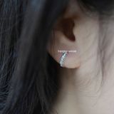  Hoa tai Bạc S925 Khoen đá min 