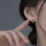  Hoa tai Bạc S925 Khoen Đá Xanh 