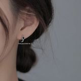  Hoa tai Bạc S925 Khoen tim đen 