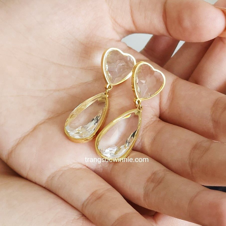  Hoa tai titan Kim cương tim 