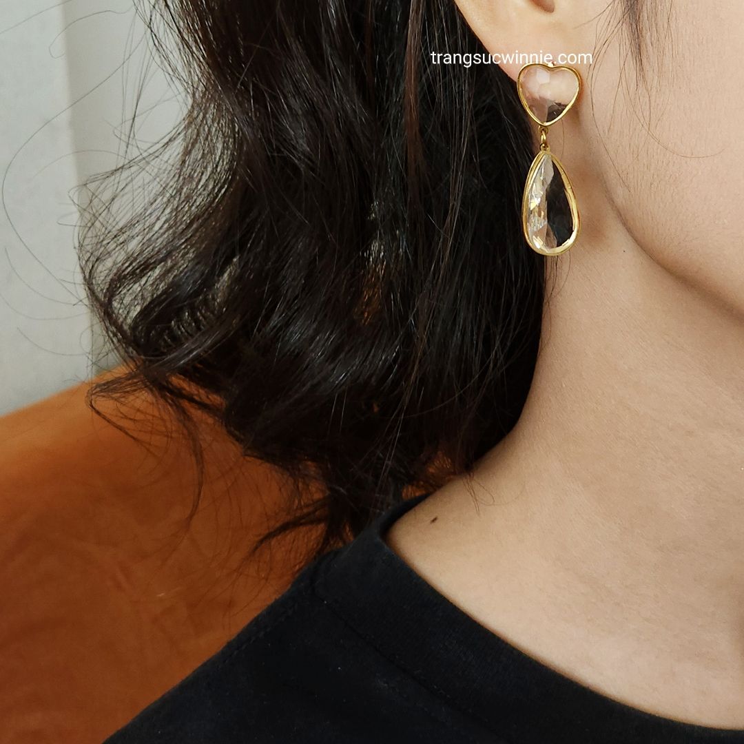  Hoa tai titan Kim cương tim 