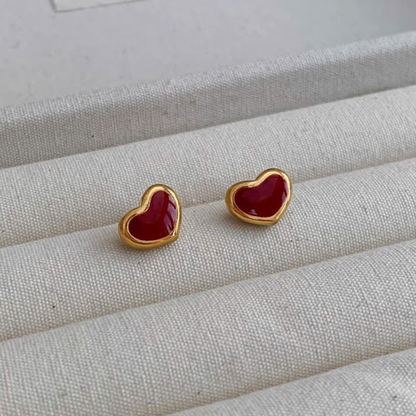  Hoa tai titan Nacre red heart 