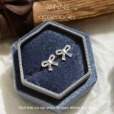  Hoa tai Bạc S925 Nơ đá 