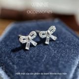  Hoa tai Bạc S925 Nơ đá 