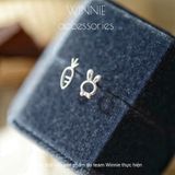  Hoa tai Bạc S925 Thỏ carrot 