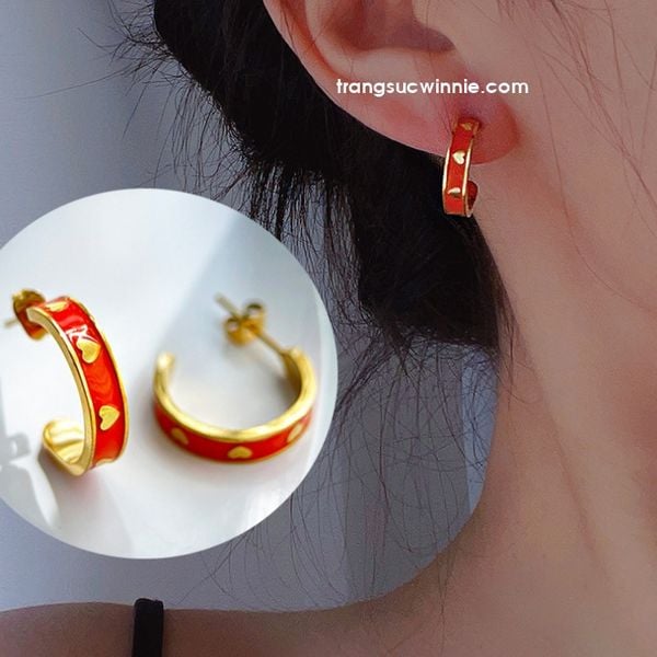  Hoa tai titan Khoen tim đỏ 