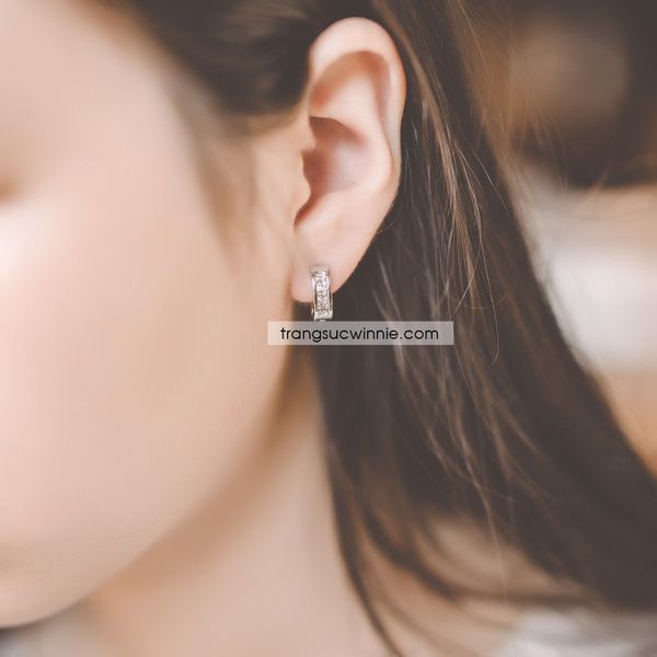  Hoa tai titan viền đá vuông B 