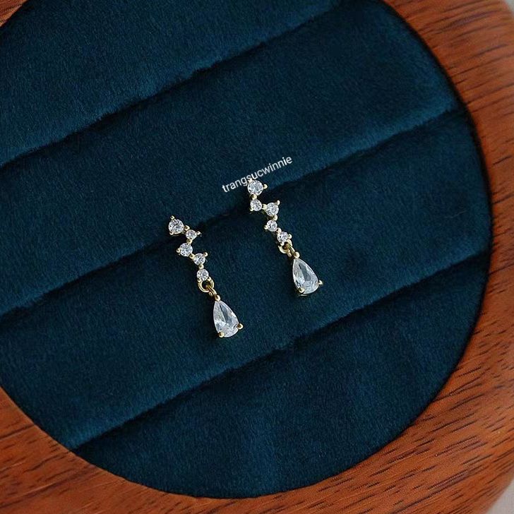  Hoa tai Bạc S925 Waterdrop 