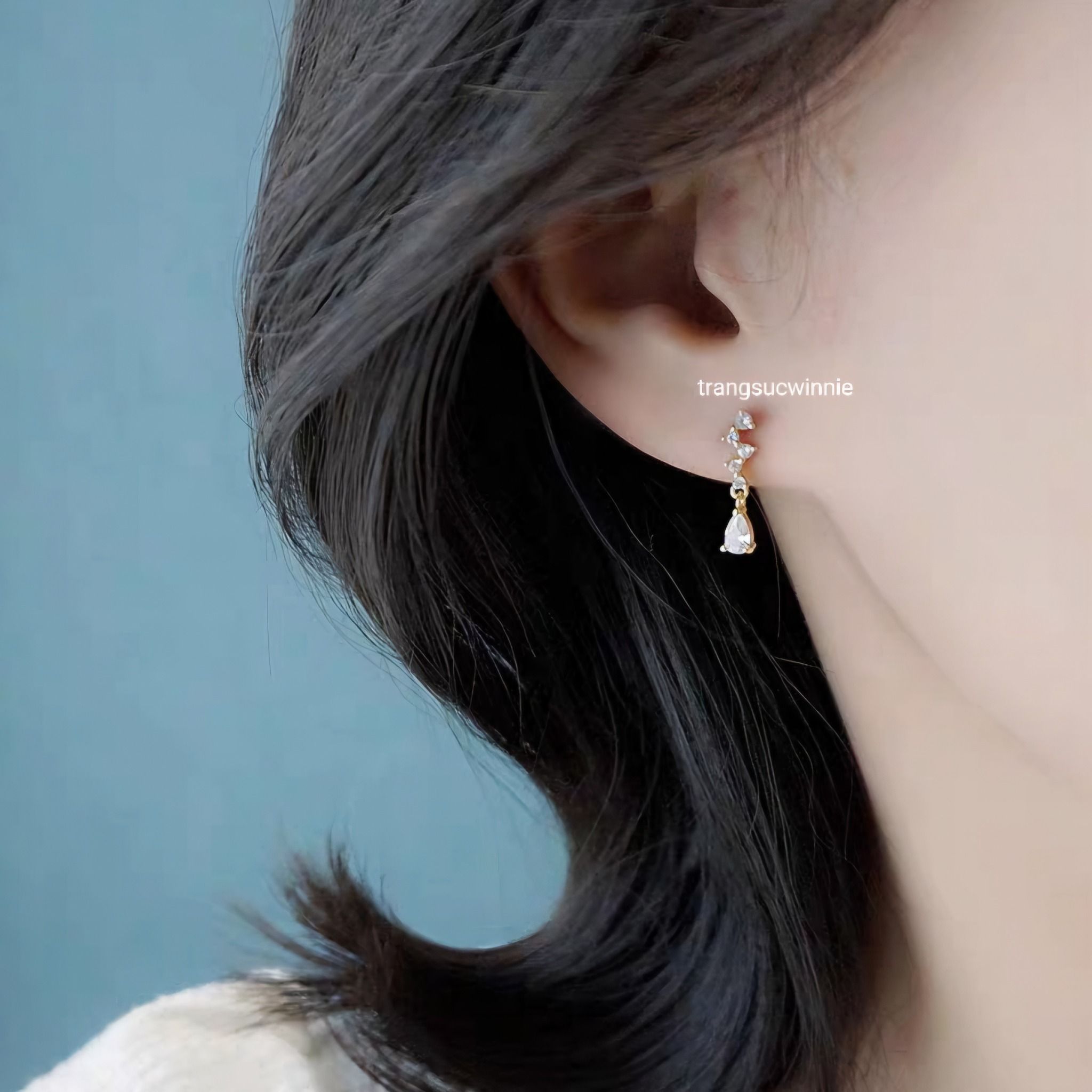  Hoa tai Bạc S925 Waterdrop 