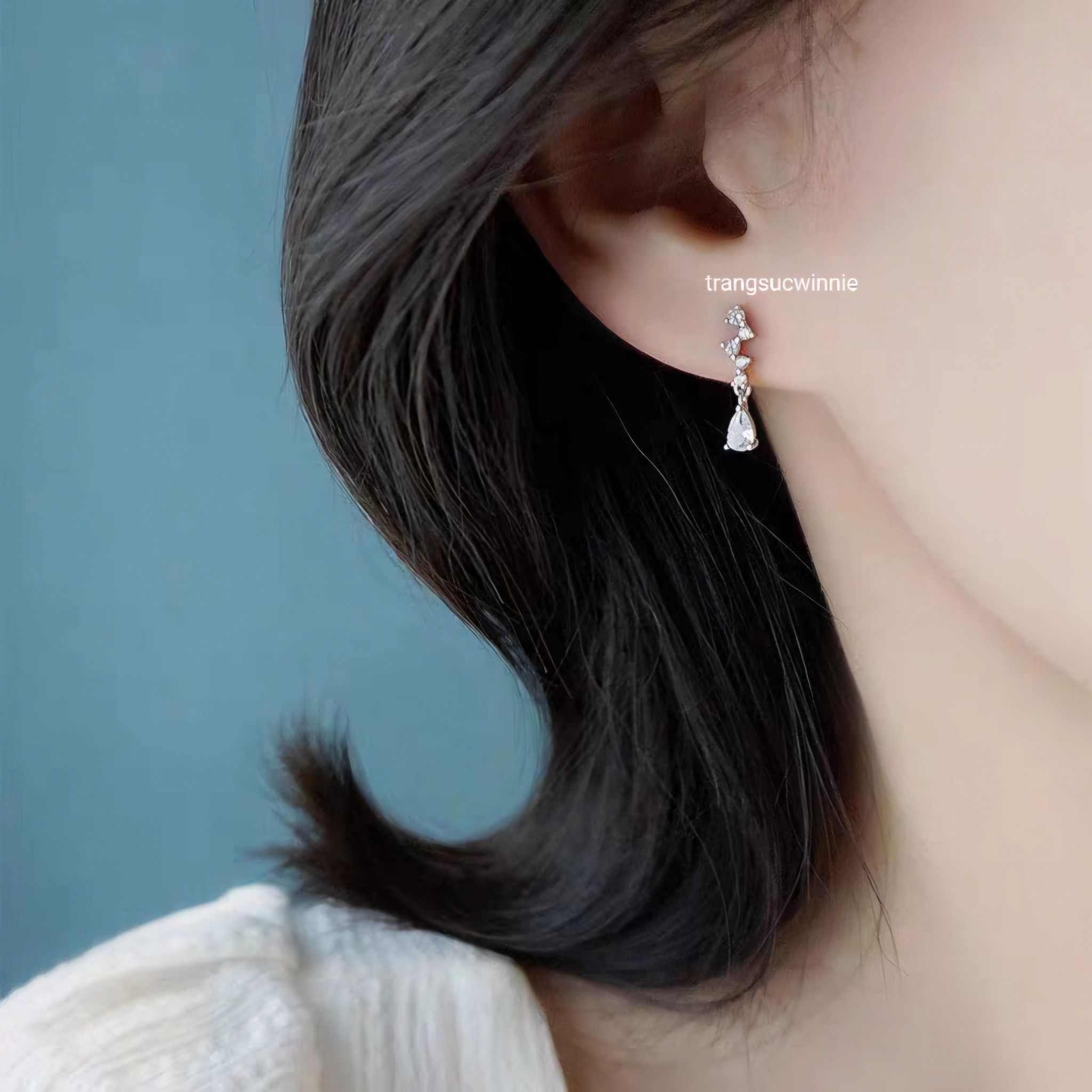  Hoa tai Bạc S925 Waterdrop 