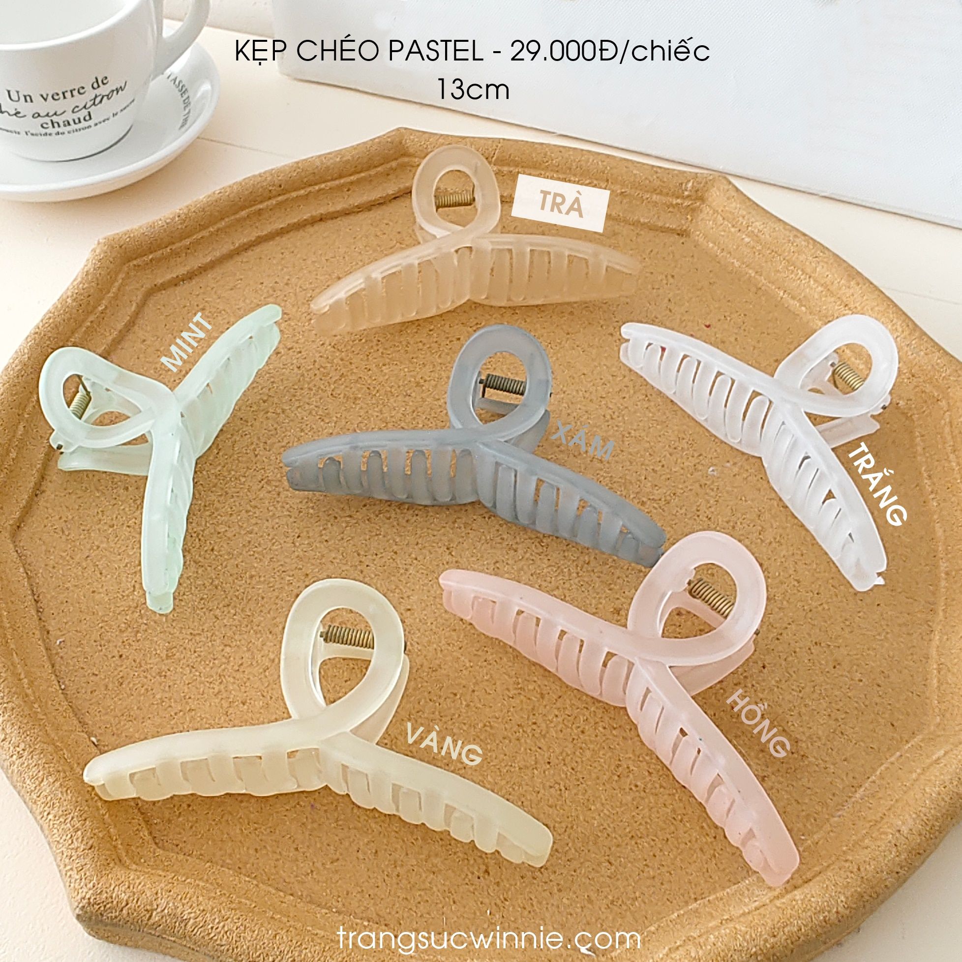  Kẹp tóc Chéo pastel 13cm 